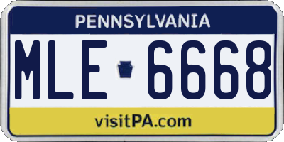 PA license plate MLE6668