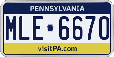 PA license plate MLE6670