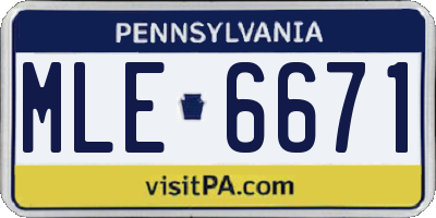 PA license plate MLE6671