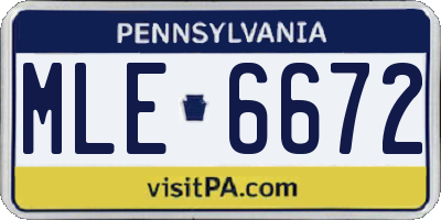PA license plate MLE6672