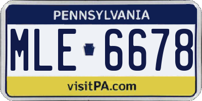PA license plate MLE6678