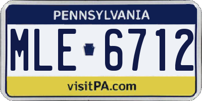 PA license plate MLE6712