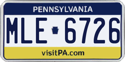 PA license plate MLE6726