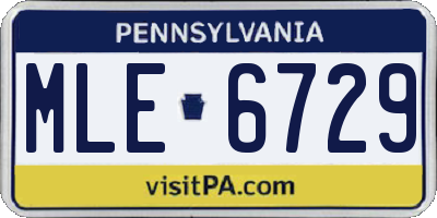 PA license plate MLE6729
