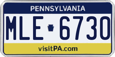 PA license plate MLE6730