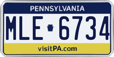 PA license plate MLE6734