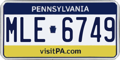 PA license plate MLE6749