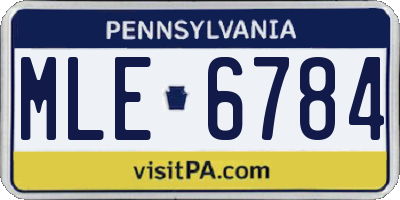 PA license plate MLE6784