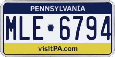 PA license plate MLE6794