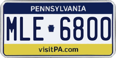 PA license plate MLE6800