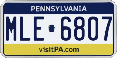 PA license plate MLE6807