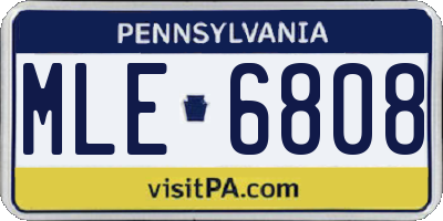 PA license plate MLE6808