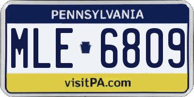 PA license plate MLE6809