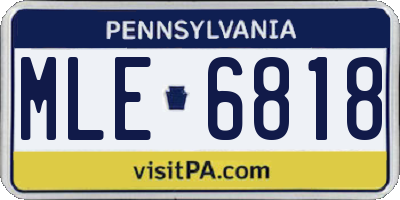 PA license plate MLE6818