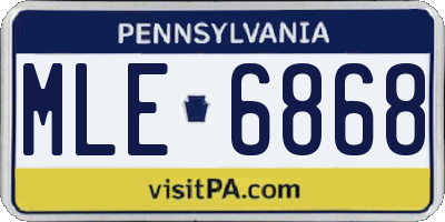 PA license plate MLE6868