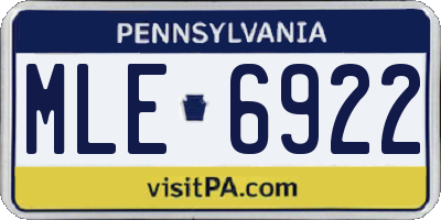 PA license plate MLE6922