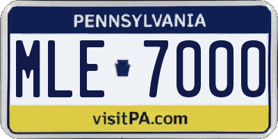 PA license plate MLE7000