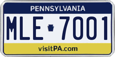 PA license plate MLE7001