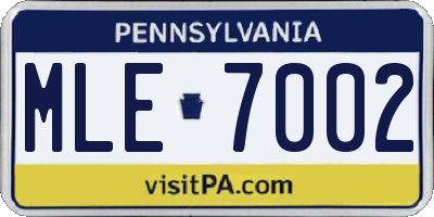 PA license plate MLE7002