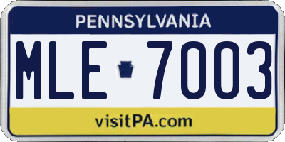 PA license plate MLE7003