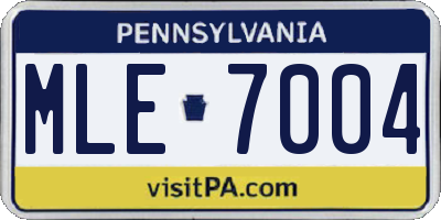 PA license plate MLE7004