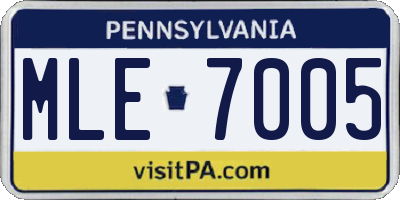 PA license plate MLE7005
