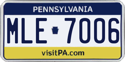 PA license plate MLE7006