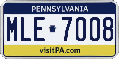 PA license plate MLE7008