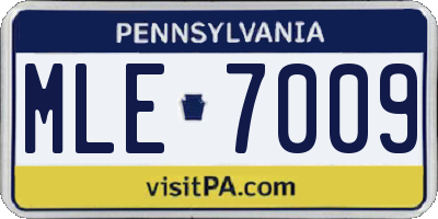 PA license plate MLE7009