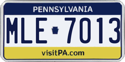 PA license plate MLE7013