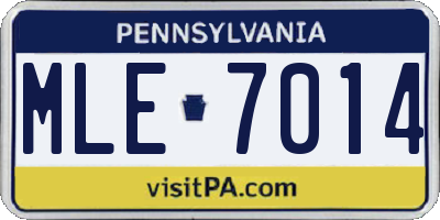 PA license plate MLE7014
