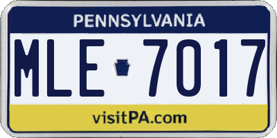 PA license plate MLE7017