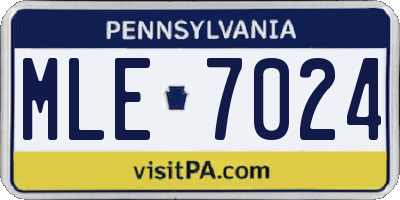 PA license plate MLE7024