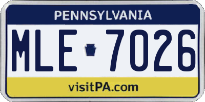 PA license plate MLE7026