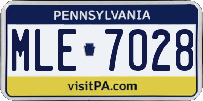 PA license plate MLE7028