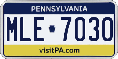 PA license plate MLE7030