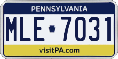 PA license plate MLE7031