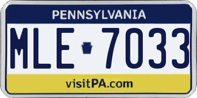 PA license plate MLE7033