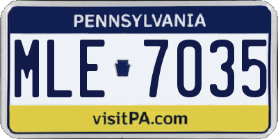 PA license plate MLE7035