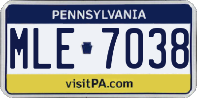 PA license plate MLE7038