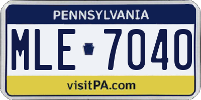 PA license plate MLE7040