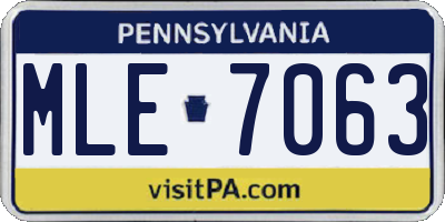 PA license plate MLE7063