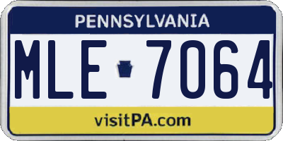 PA license plate MLE7064