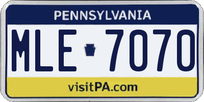 PA license plate MLE7070