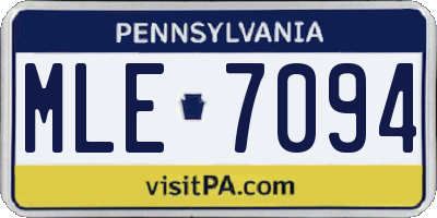 PA license plate MLE7094