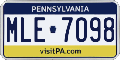 PA license plate MLE7098