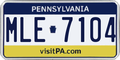 PA license plate MLE7104