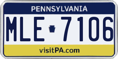 PA license plate MLE7106