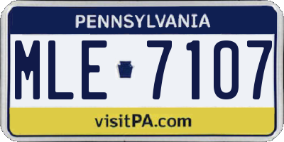 PA license plate MLE7107