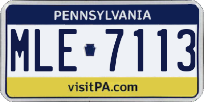 PA license plate MLE7113